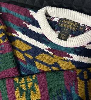 Vintage 90s Eddie Bauer Made in USA Geometric Aztec Knit Sweater Mens XL